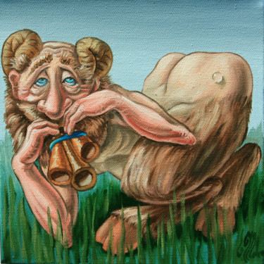 Painting titled "Steppe Faun" by Victor Molev, Original Artwork, Oil