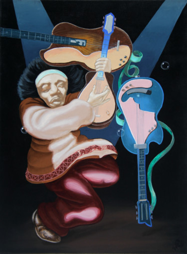Schilderij getiteld "Jimi Hendrix" door Victor Molev, Origineel Kunstwerk, Olie