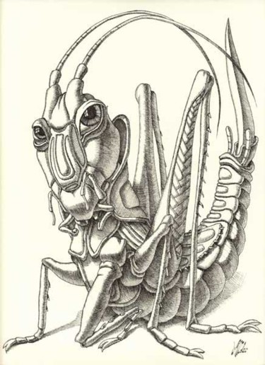 Disegno intitolato "Gallant Grasshopper" da Victor Molev, Opera d'arte originale, Altro