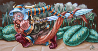 Painting titled "Sword-bearer" by Victor Molev, Original Artwork, Oil