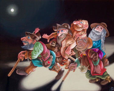 Painting titled "Procession of the D…" by Victor Molev, Original Artwork, Oil