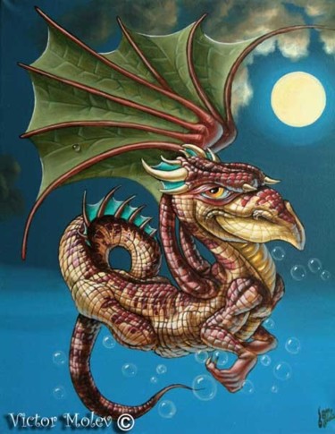 Картина под названием "Tiger dragon" - Victor Molev, Подлинное произведение искусства, Другой