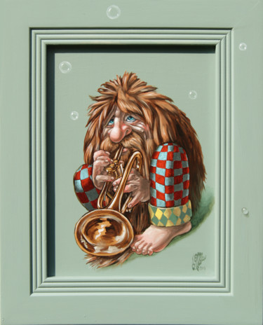 Painting titled "Trumpeter" by Victor Molev, Original Artwork, Oil