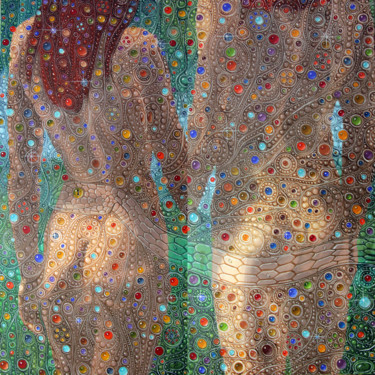 Картина под названием "Adam and Eve." - Victor Molev, Подлинное произведение искусства, Масло Установлен на Деревянная рама…