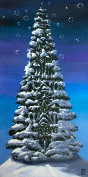 Картина под названием "Spruce" - Victor Molev, Подлинное произведение искусства, Другой Установлен на Деревянная рама для но…
