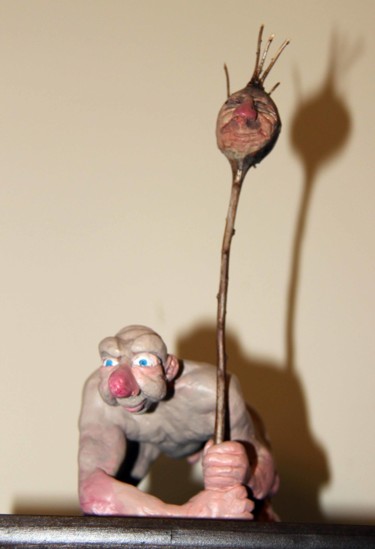 Скульптура под названием "Troll with a head o…" - Victor Molev, Подлинное произведение искусства, Глина