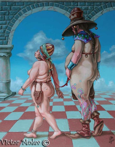 Картина под названием "A tale for adults" - Victor Molev, Подлинное произведение искусства, Масло