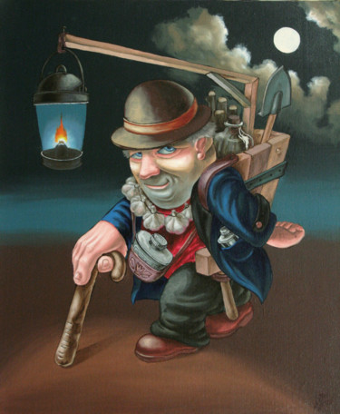 Malerei mit dem Titel "The Scary  Tale" von Victor Molev, Original-Kunstwerk, Öl