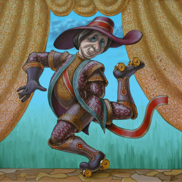 Painting titled "Roller Skates." by Victor Molev, Original Artwork, Oil