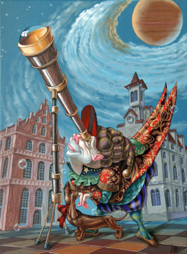 Картина под названием "Stargazer" - Victor Molev, Подлинное произведение искусства, Масло Установлен на Деревянная рама для…
