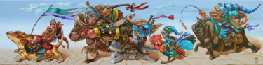 Pittura intitolato "Pursuit" da Victor Molev, Opera d'arte originale, Olio Montato su Telaio per barella in legno