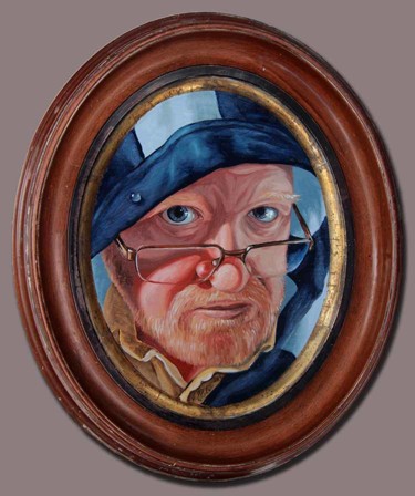 Painting titled "The old gnome.Selfie" by Victor Molev, Original Artwork, Oil