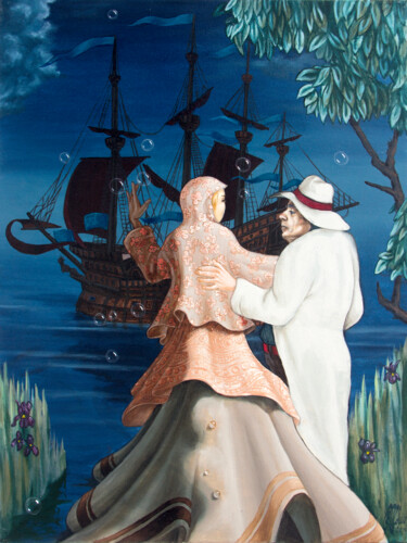 Pittura intitolato "Сaravel "Elabuga"" da Victor Molev, Opera d'arte originale, Olio Montato su Telaio per barella in legno