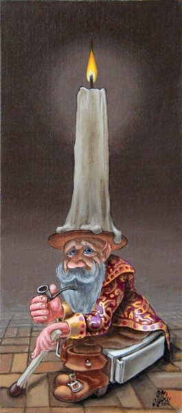 Painting titled "Resting Candlestick" by Victor Molev, Original Artwork, Oil