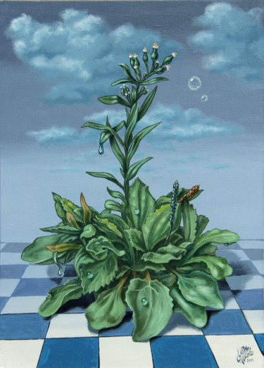 Schilderij getiteld "Grass" door Victor Molev, Origineel Kunstwerk, Olie