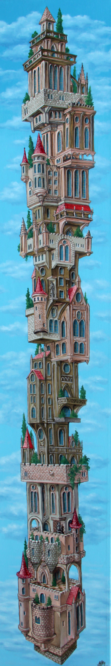 Painting titled "The Castle of air" by Victor Molev, Original Artwork, Oil