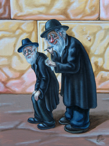 Painting titled "Shraibs Otkrytkes (…" by Victor Molev, Original Artwork, Oil Mounted on Wood Stretcher frame