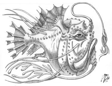 Drawing titled "Anglerfish" by Victor Molev, Original Artwork, Other