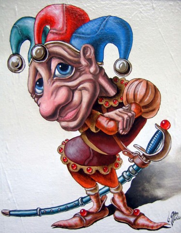 Painting titled "Jester" by Victor Molev, Original Artwork, Oil