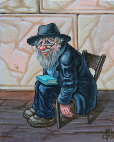 Malerei mit dem Titel "The old man near th…" von Victor Molev, Original-Kunstwerk, Öl