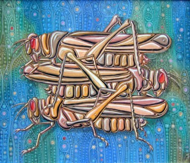 Painting titled "locusts" by Victor Molev, Original Artwork, Oil