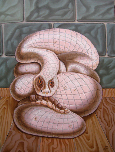 Painting titled "Snake" by Victor Molev, Original Artwork, Oil