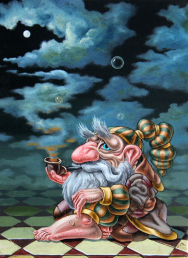 「The Long a smoking…」というタイトルの絵画 Victor Molevによって, オリジナルのアートワーク, オイル