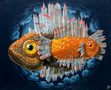 Картина под названием "Archi Fish" - Victor Molev, Подлинное произведение искусства, Масло