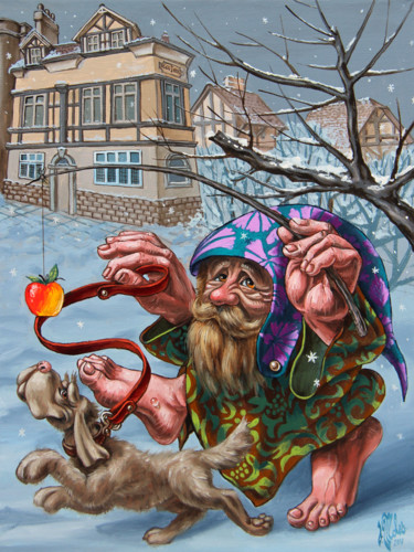 Painting titled "Dance With an Apple" by Victor Molev, Original Artwork, Oil