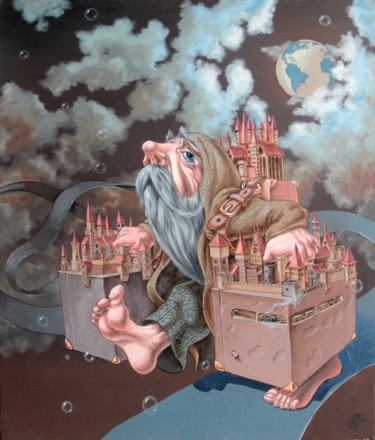 Картина под названием "Demiurge" - Victor Molev, Подлинное произведение искусства, Масло Установлен на Деревянная рама для н…