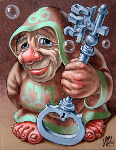 Painting titled "Keys Master" by Victor Molev, Original Artwork, Oil