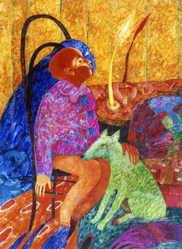 "A BOY WITH A CANDLE." başlıklı Tablo Victorov Mihail tarafından, Orijinal sanat, Zamklı boya