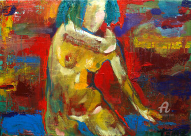 Painting titled "Untitled Act Nude 0…" by Victor Rubanskiy, Original Artwork, Oil