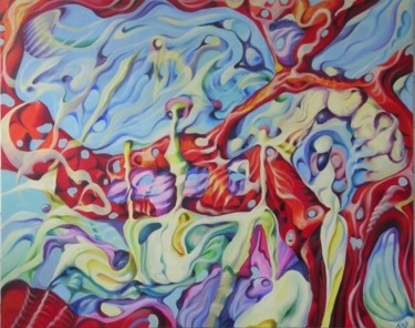 Painting titled "Red Force at Rest -…" by Victor X, Original Artwork, Oil