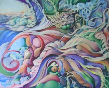 Painting titled "Vision of Evolution…" by Victor X, Original Artwork, Oil