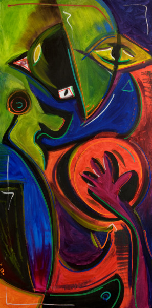 Malerei mit dem Titel "El Tambor" von Vida, Original-Kunstwerk, Acryl