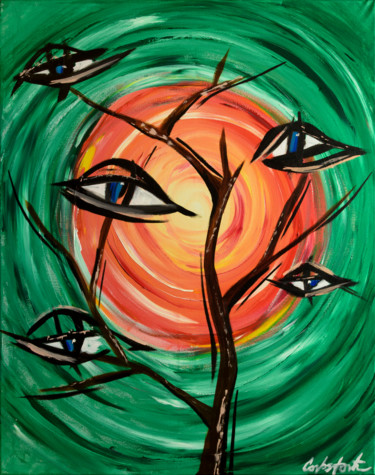 Painting titled "Wish tree" by Vida, Original Artwork, Acrylic