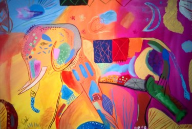 Peinture intitulée "Éléphant" par Émilie Vidal, Œuvre d'art originale, Acrylique