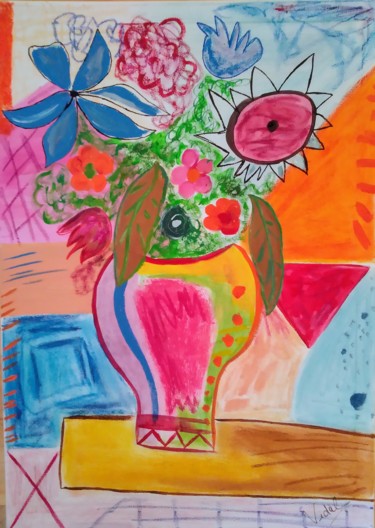 Peinture intitulée "Vase 2019" par Émilie Vidal, Œuvre d'art originale, Acrylique