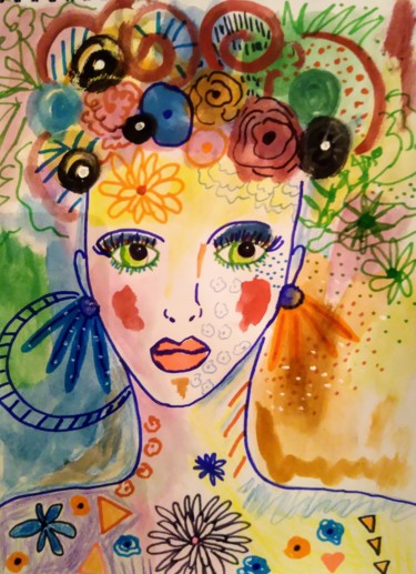 Peinture intitulée "La fiancée" par Émilie Vidal, Œuvre d'art originale, Aquarelle