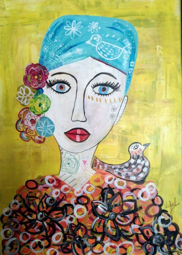 Картина под названием "Le printemps" - Émilie Vidal, Подлинное произведение искусства, Акрил