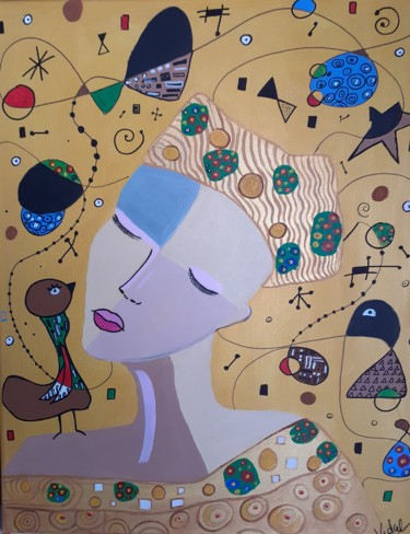 Peinture intitulée "La femme aux oiseaux" par Émilie Vidal, Œuvre d'art originale, Acrylique