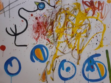 Peinture intitulée "Par amour pour Miró" par Émilie Vidal, Œuvre d'art originale, Acrylique