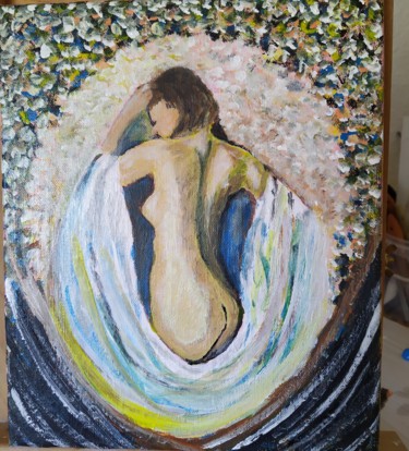 Painting titled "Mujer saliendo del…" by Vidal Fernández Richart, Original Artwork, Acrylic