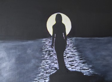 Peinture intitulée "Dejando la Luna atr…" par Vidal Fernández Richart, Œuvre d'art originale, Acrylique
