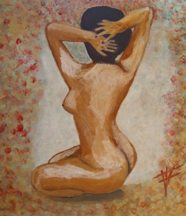 Pintura titulada "Mujer de rodillas e…" por Vidal Fernández Richart, Obra de arte original, Acrílico