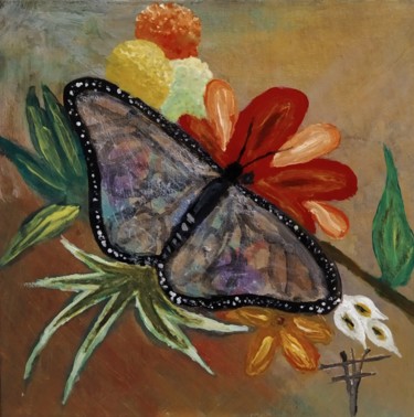 Painting titled "Mariposa gris" by Vidal Fernández Richart, Original Artwork, Acrylic