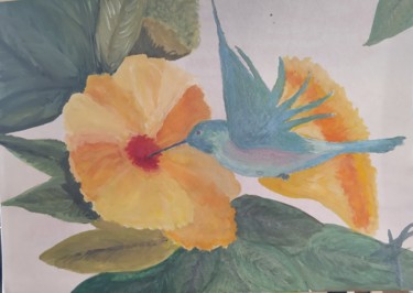 Pintura intitulada "Colibrí amazónico" por Vidal Fernández Richart, Obras de arte originais, Aquarela