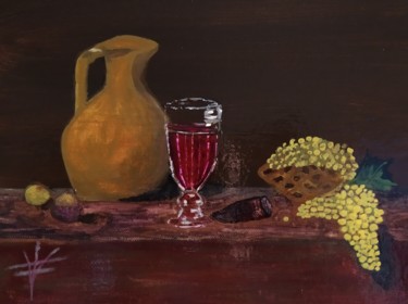 Painting titled "El fruto de la vid.…" by Vidal Fernández Richart, Original Artwork, Watercolor