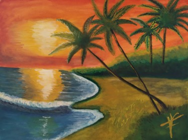 Peinture intitulée "Vacaciones en el mar" par Vidal Fernández Richart, Œuvre d'art originale, Aquarelle
